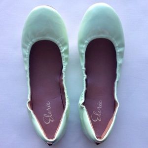 Mint patent leather ballerina flats
